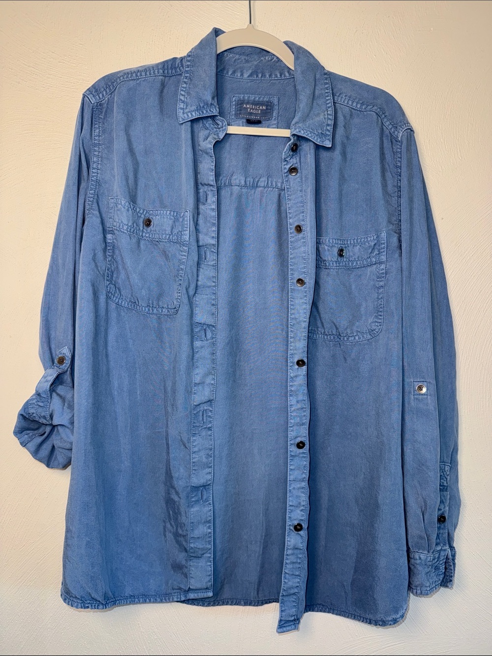 American Eagle Outfitters Blue Denim Button-Up Shirt